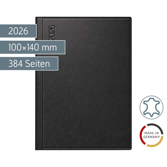 Detalle 2 de rido/idé Taschenkalender Mod. Technik III '26 A6 Leder schwarz