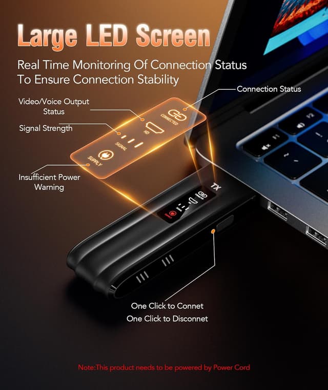 Detalle 2 de Aceele Wireless HDMI Transmitter and Receiver (4K decode, 1080P/60Hz output) with LCD and dual WiFi