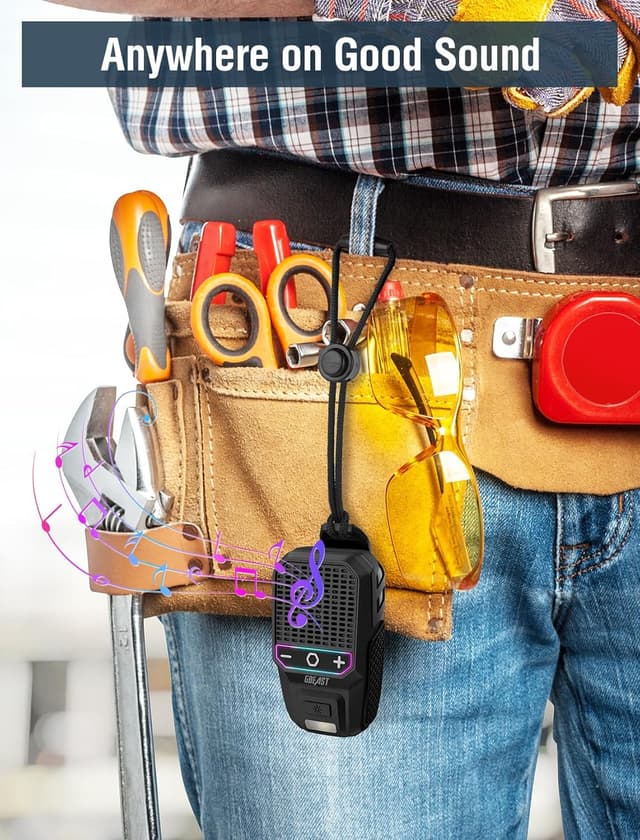 Detalle de GBEAST 2026 Upgrade Wearable Bluetooth Speaker (Clip-On Mini) with Built-In Mic, IPX6 Waterproof, RGB/Flashlight