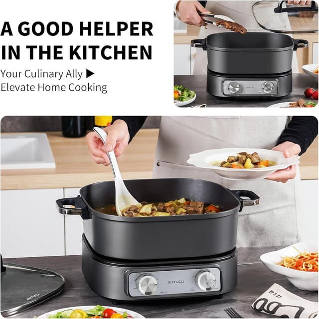 Thumbnail 5 de AUTUCU Electric Skillet 6-Quart, 1600W