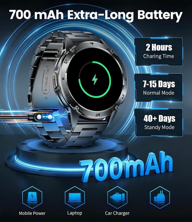 Thumbnail 6 de SUNKTA Smart Watch for Men with Flashlight and Bluetooth Calls (1.43" AMOLED, IP68, 700 mAh)