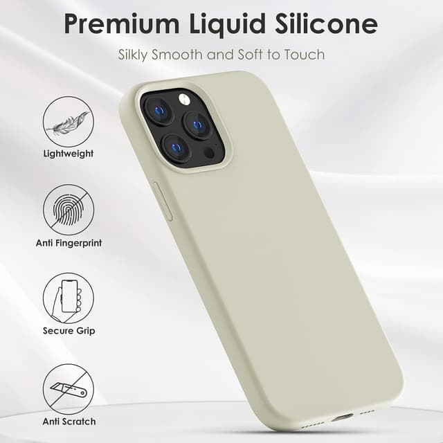 Detalle de OIIAEE Liquid Silicone Case for iPhone 13 Pro Max (6.7 inch) – Ultra-slim shockproof cover in Stone