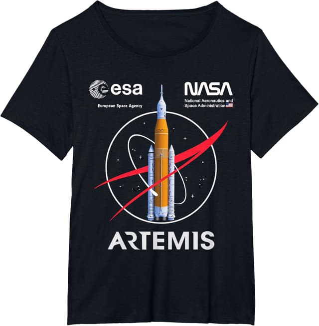Detalle de NASA Artemis Mission SLS Worm & ESA Logo T-Shirt – klassisches NASA-Design für Fans