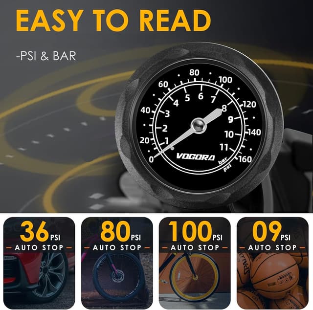 Thumbnail 5 de VOGORA Bike Pump with Pressure Gauge for All Bikes