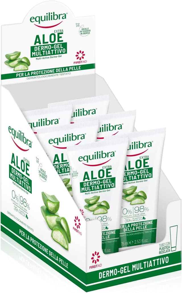 Detalle de equilibra Corpo Aloe Dermo-Gel all’Aloe Vera lenitivo multiuso (6 x 75 ml)