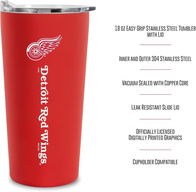 Detalle de Rico Industries NHL Hocke Soft Touch Easy Grip Tumbler (18oz) — wide-mouth stainless tumbler