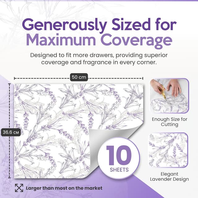 Detalle de Linda's Essentials Lavender drawer liners