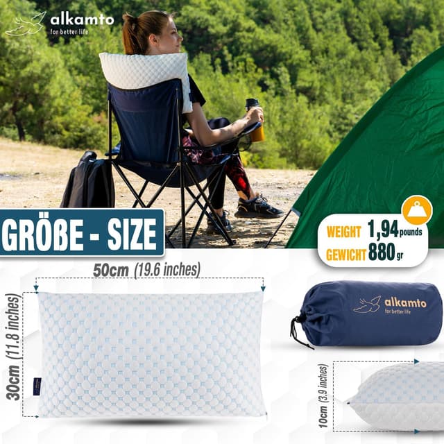 Thumbnail 2 de alkamto Travel & Camping Memory Foam Pillow 19.6in