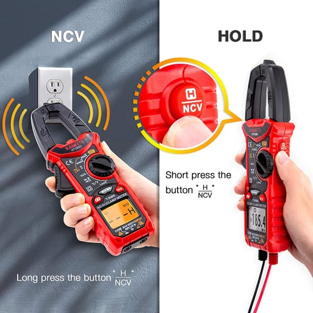 Thumbnail 6 de KAIWEETS HT206D Clamp Meter (True-RMS) – Auto-range 6000 counts, AC/DC current & voltage with NCV