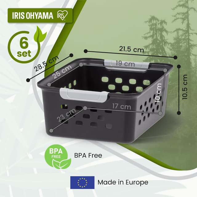 Thumbnail 1 de Iris Ohyama Panier d'étagère, Plastique, Noir, 5L, Lot de 6