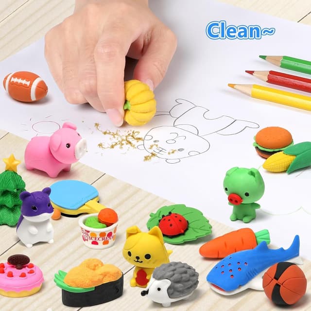 Thumbnail 6 de HINZER 100 Pack Animal Erasers for Kids (3D Puzzle Erasers) for Classroom Rewards & Prizes