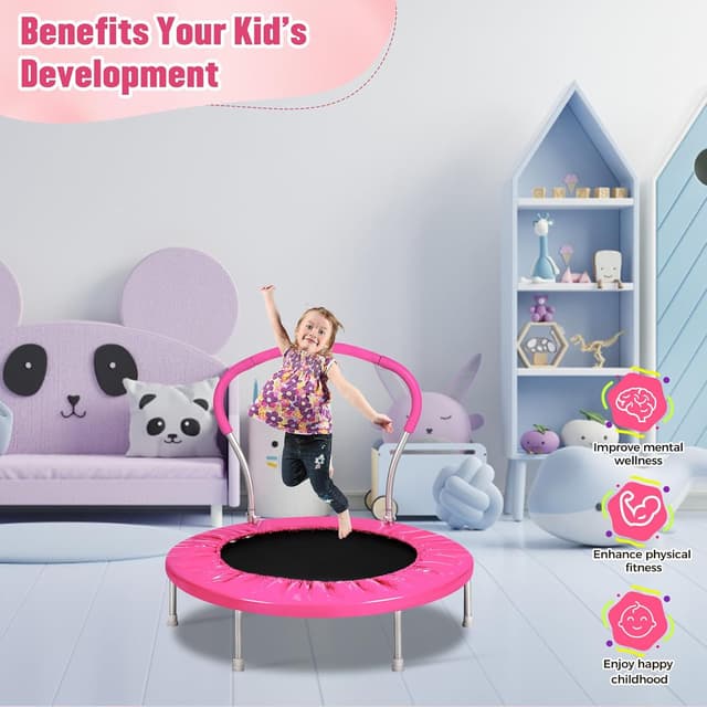 Detalle 2 de Lyromix 36-Inch Kids Trampoline With Handle — Indoor Mini Trampoline for Toddlers and Light Fitness