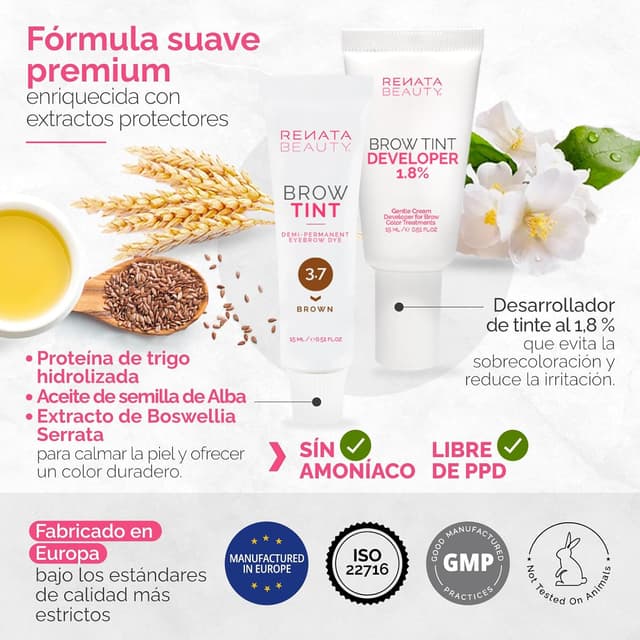 Detalle de RB RENATA BEAUTY Kit de Tinte de Cejas 30 aplicaciones 🎀