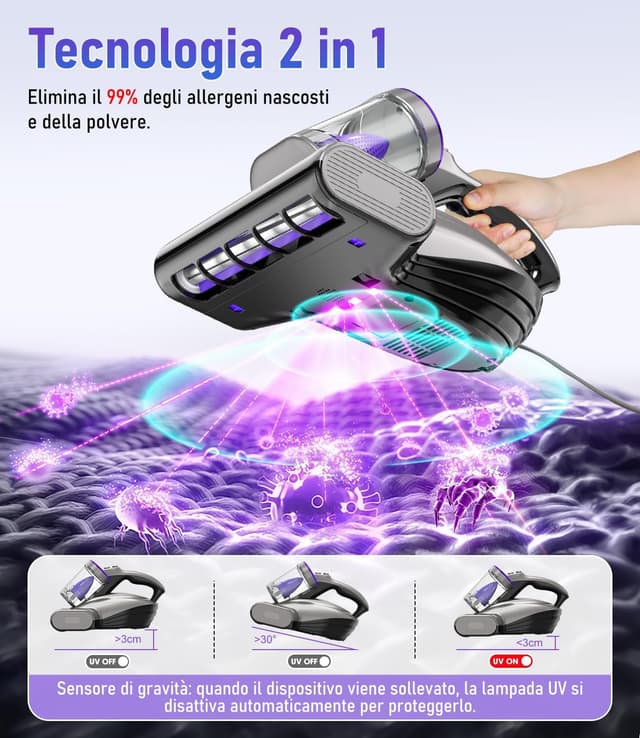 Detalle de PEXCHO Battimaterasso 500W rimuove il 99% degli allergeni