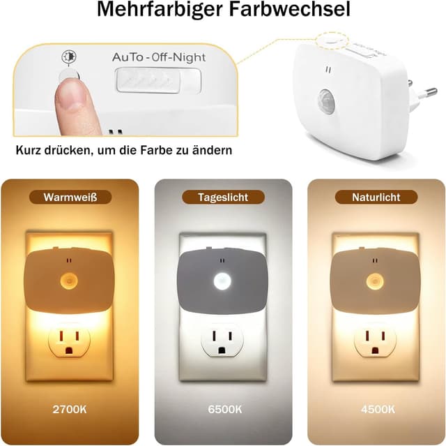 Detalle 2 de YzzYzz LED Nachtlicht Steckdose 2 Stück