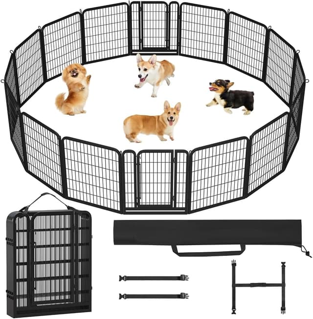 Detalle de Yaheetech Welpenlaufstall 24-teilig (80 cm hoch) – faltbarer Hundezwinger mit Tragetasche