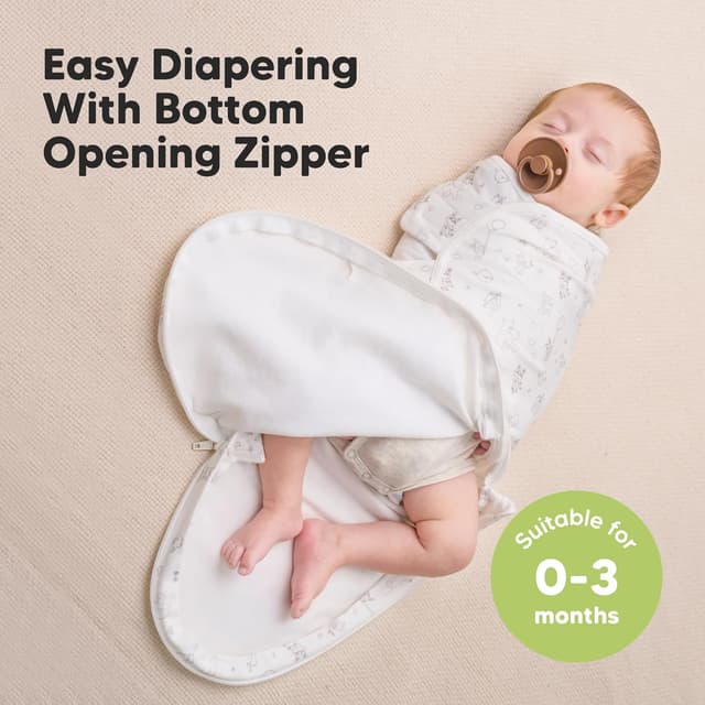 Detalle de KeaBabies Soothe Zippy Baby Swaddle Sleep Sacks (Aspire) — 3-Pack Newborn 0–3 Months with Zipper