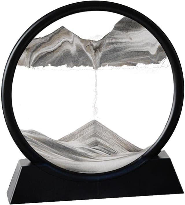 Detalle de Arthink Moving Sand Art Picture in Motion Round Glass 3D Deep Sea Landscape (12 inch) – Sensory desk decor