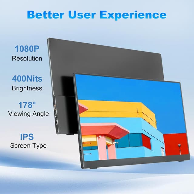 Detalle de COOLHOOD 18.5-inch Portable Monitor (1080P FHD, 120Hz, 125% sRGB) with USB-C & HDMI, VESA & Smart Cover