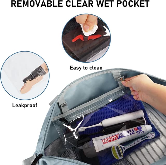 Detalle 2 de ECOHUB Bagaglio a Mano Easyjet 45x36x20 (30L) – borsa pieghevole da viaggio con tasca impermeabile rimovibile, grigio