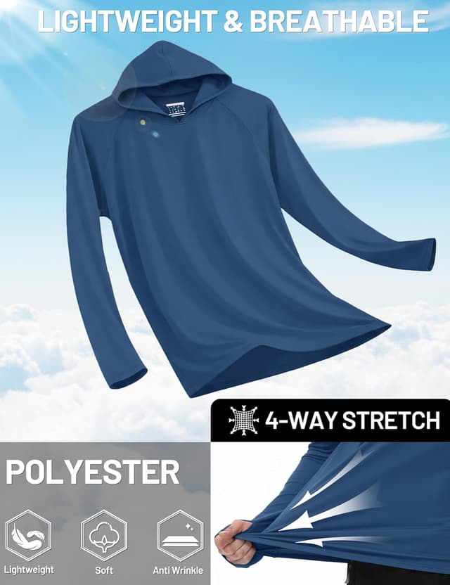 Detalle 2 de TACVASEN Men’s UPF 50+ Sun Protection Long Sleeve Hoodie Rash Guard