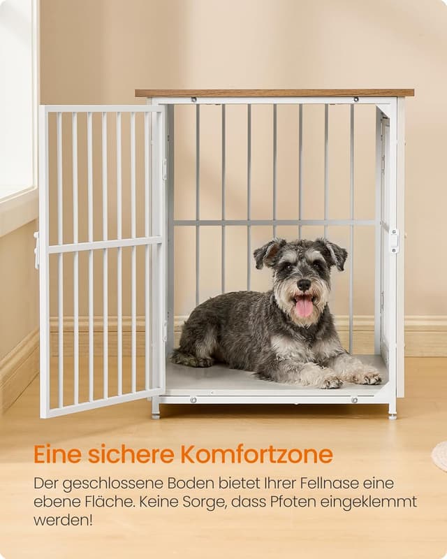 Detalle de Feandrea Hundekäfig-Möbel & Hundebox indoor PFC022KB01, 2 Türen, geschlossenem Boden, für Hunde bis 20 kg