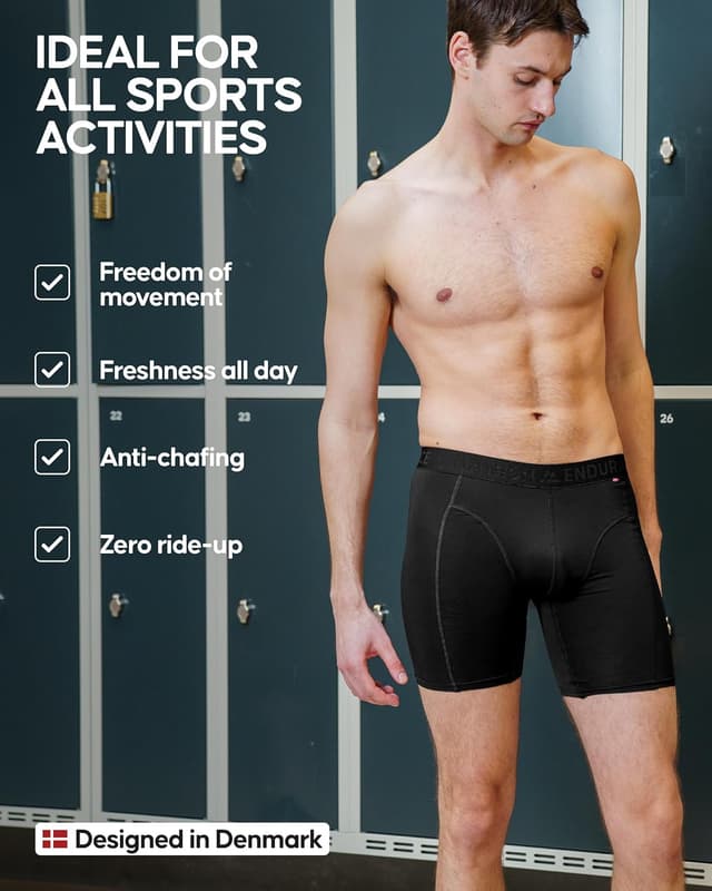 Detalle de Danish Endurance Mens Boxers (3 Pack) – anti-chafing, moisture-wicking sports underwear