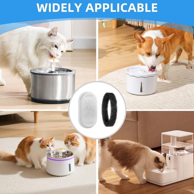 Detalle 2 de 20Pcs Cat Water Fountain Filters (10 Activated Carbon + 10 Foam) for 2L & 3.2L Pet Drinking Dispensers