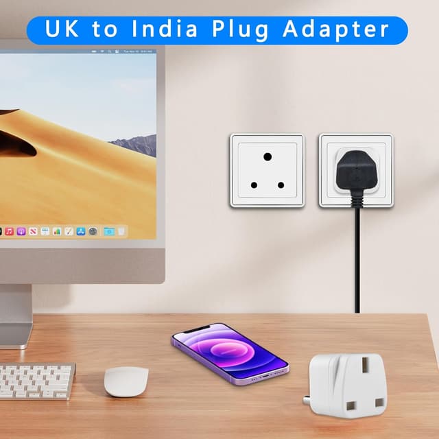 Detalle de XGKEGS UK to India plug adapter 2 pack