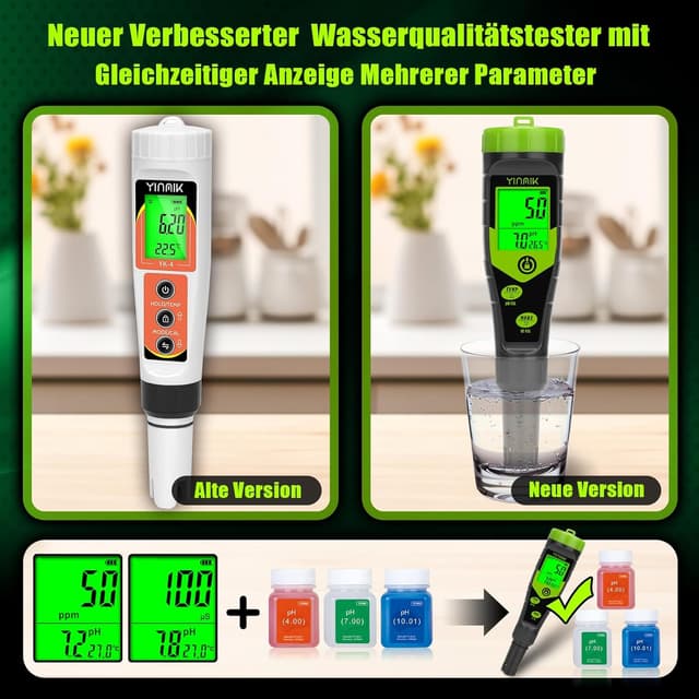 Detalle de YINMIK pH EC Messgerät 4-in-1