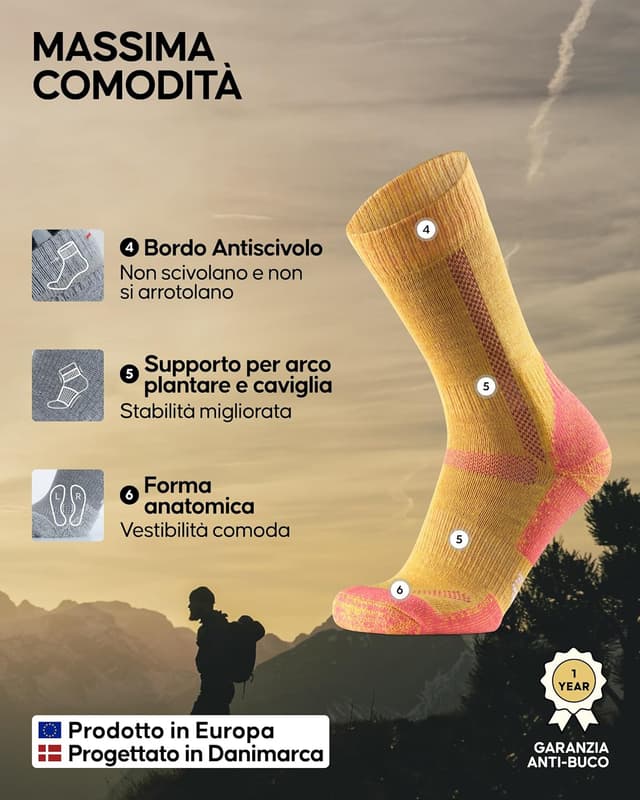 Detalle de DANISH ENDURANCE Calze Trekking lana Merino