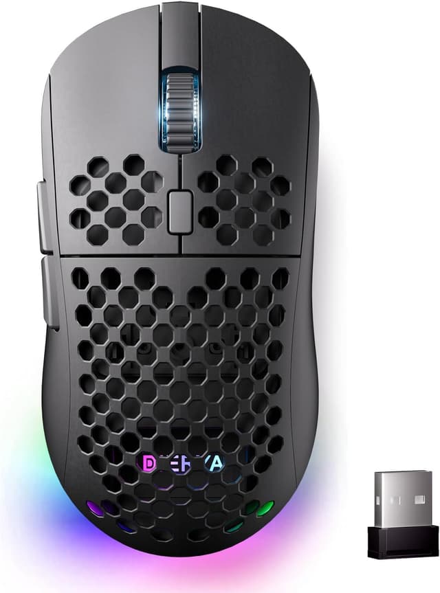 Detalle de Dierya x TMKB M1 Mouse Wireless Gaming con sensore 24.000 DPI, 6 pulsanti programmabili e RGB