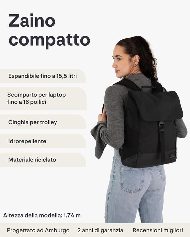 Detalle 2 de Johnny Urban Zaino Zaino Zaino espandibile MIKA Donna Rosa con vano per PC da 16”