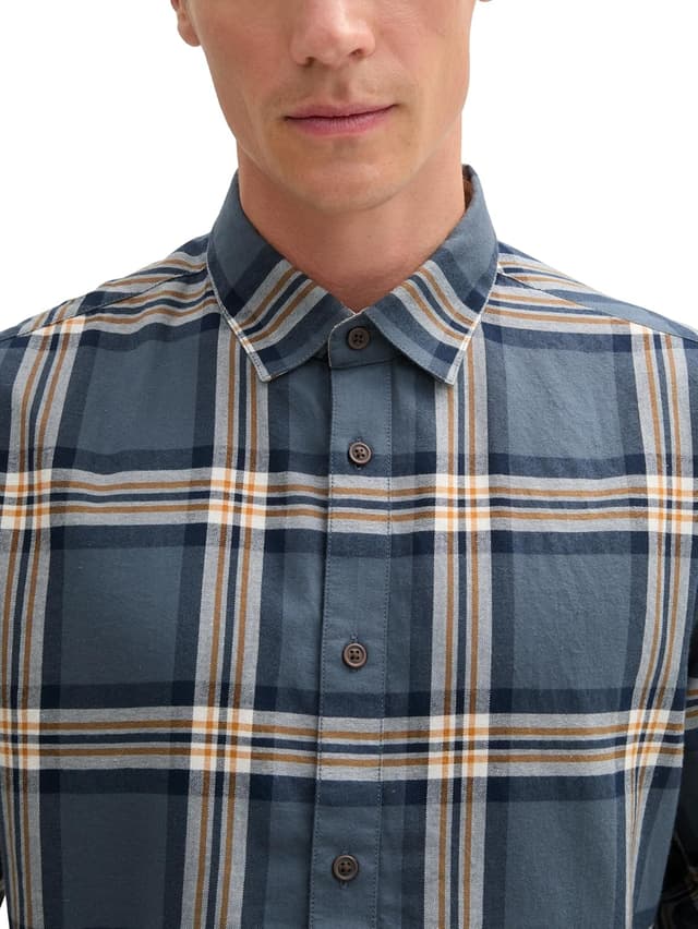 Detalle de TOM TAILOR Camicia Uomo a quadri in cotone, vestibilità regolare