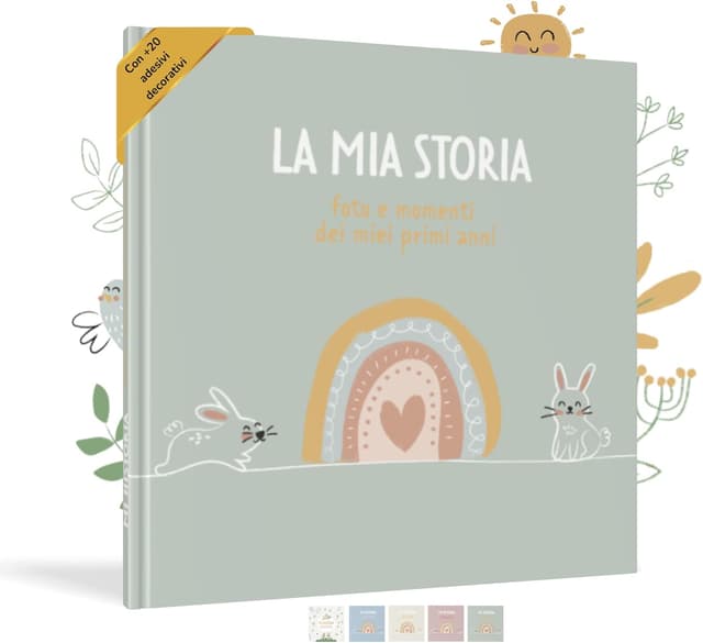 Detalle de HuBorns Album Nascita bambina e bambino per incollare foto e scritte, con oltre 50 pagine e adesivi