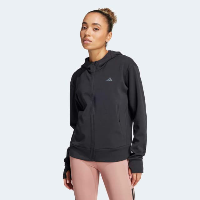 Detalle de adidas Sudadera de mujer Designed 4 Training con cremallera y capucha