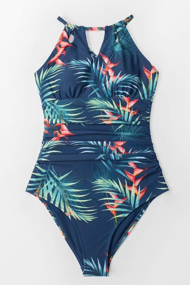 Detalle de Costume intero donna CUPSHE a collo alto con controllo della pancia e lacci sul retro