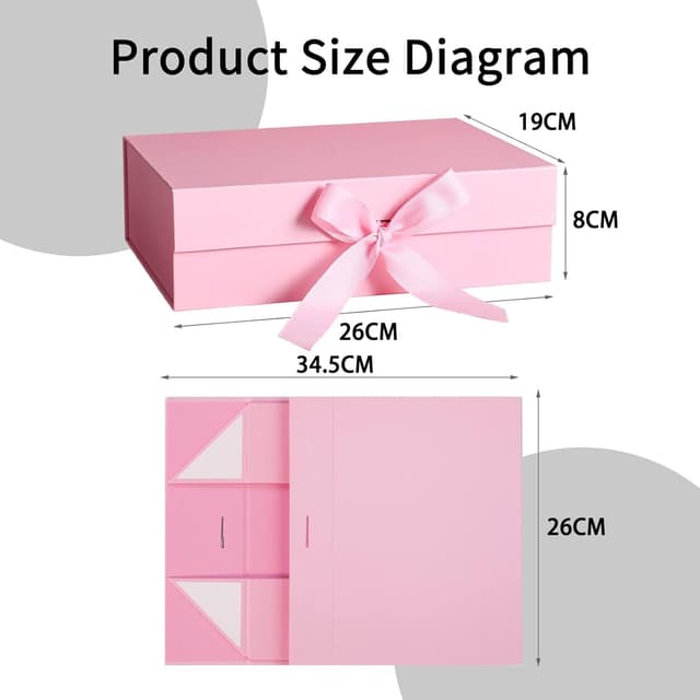 Detalle 2 de DAWNTREES Pink Magnetic Gift Box with Lid (26 x 19 x 8cm) – 1/2/4 Pack
