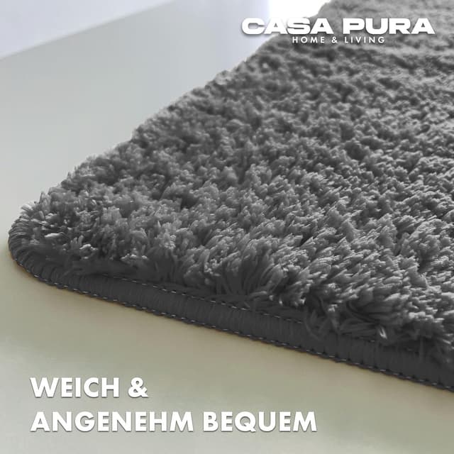 Detalle de casa pura „Sky Soft“ Badematte grau – weicher, flauschiger Badvorleger (70 x 120 cm) rutschfest & waschbar