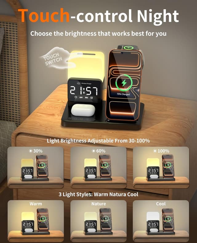 Detalle de 6-in-1 Wireless Charging Station with Night Light