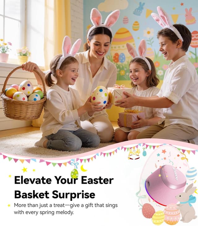 Detalle 2 de Portable 2-in-1 Bluetooth Speaker Phone Stand (Magnetic) with IPX5, 9 Light Modes & TWS – Rose Pink