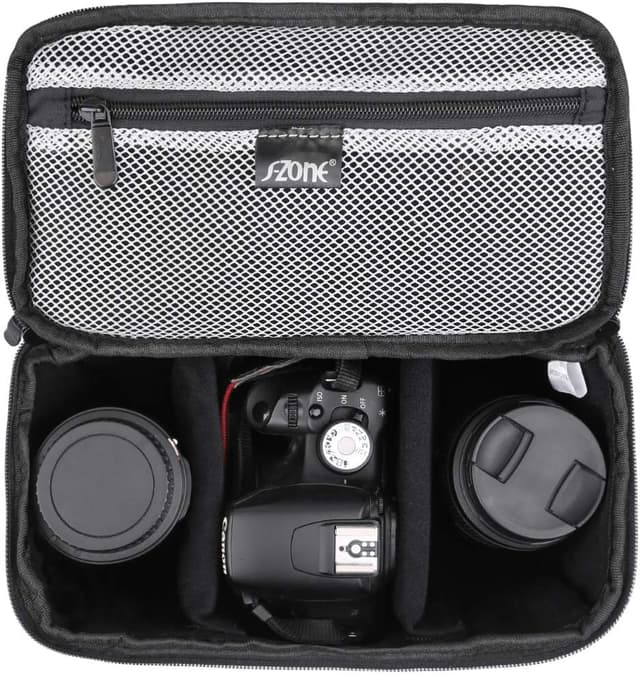 Detalle 2 de S-ZONE Borsa imbottita antiurto pieghevole per fotocamera DSLR/SLR con spazio per 2 lenti