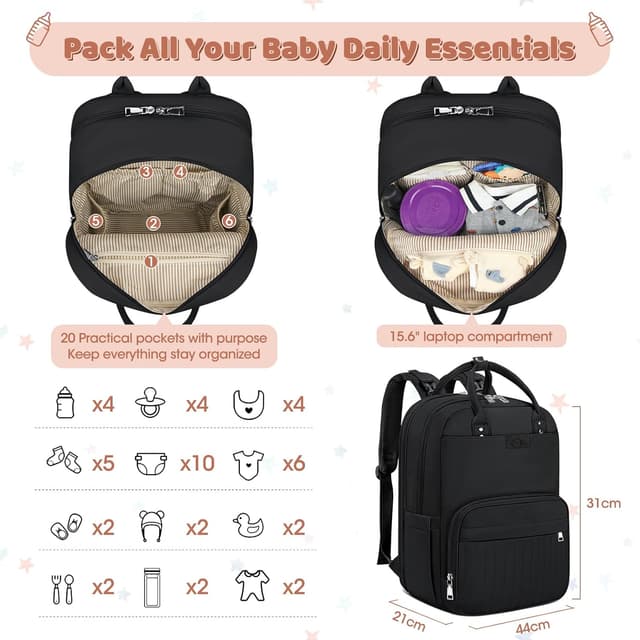 Thumbnail 4 de Baby Changing Bag Backpack Waterproof 1pc
