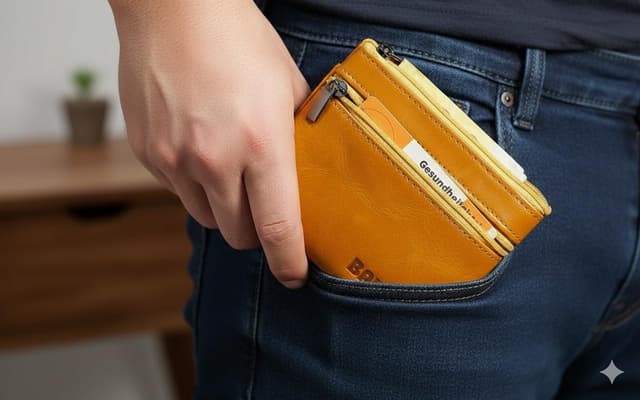 Detalle de BAWAKO Portamonete in vera pelle con 3 scomparti e mini portafoglio portachiavi (arancione)