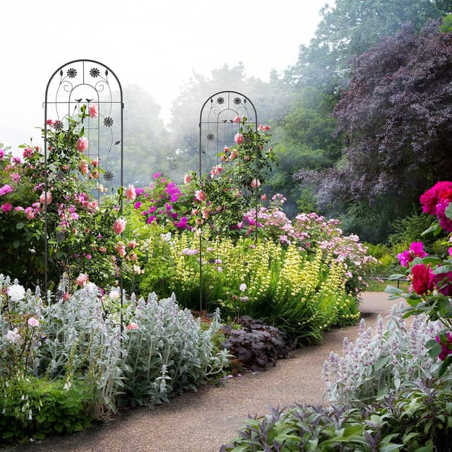 Detalle 2 de Relaxdays grigliati per rampicanti: set da 2 tralicci in ferro nero a incastro (200 x 50 cm)