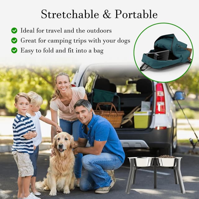 Detalle 2 de ADENGL Hundenapfständer 2-in-1 für mittlere & große Hunde, höhenverstellbar mit 18–27 cm Breite