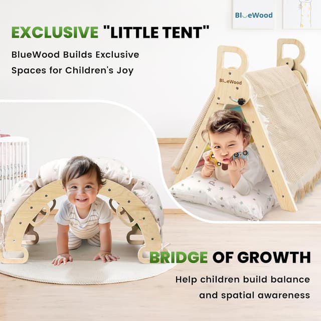 Detalle 1 de BlueWood Pikler Triangle Cushioned Set 9‑in‑1 Rainbow