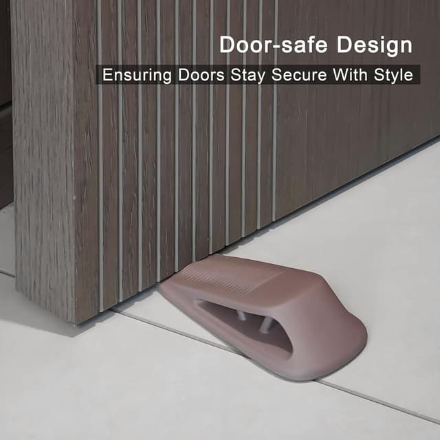Detalle de XCZYN Door Stopper (4 pcs) for the Bottom of a Door with Holder – TPR Rubber Wedge in Grey