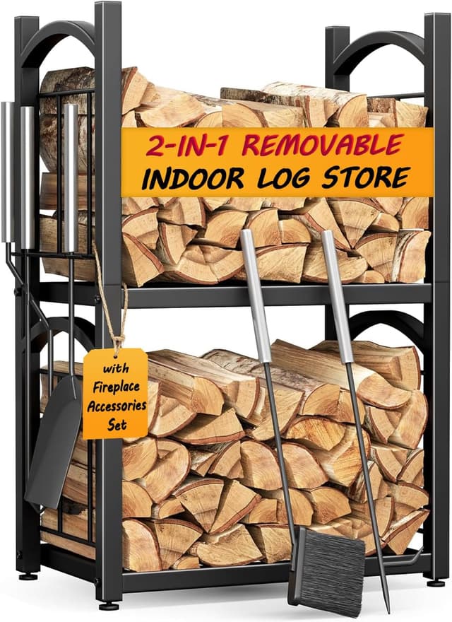 Imagen de HFHOME Log Store Indoors 2‑Tier 78 x 46 cm en OfertitasTOP