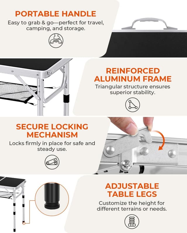 Detalle de Sportneer Klappbarer Campingtisch 30 kg